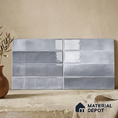 Faux Subway Wall Tile TL 11228 Silver Mist 2 ft x 1 ft Ceramic Glossy Finish Tile - 9 mm | Suitable For Bathroom, Dining Area, Kitchen Backsplash