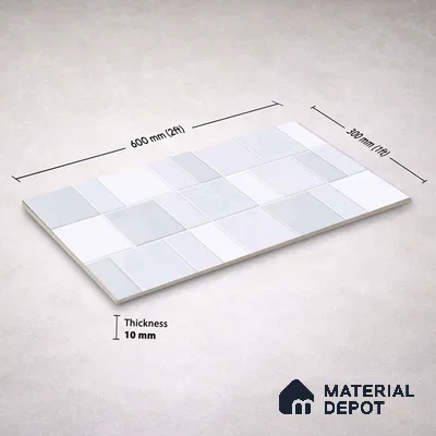 Faux Subway Wall Tile TL 11237 Frosted Mosaic 2 ft x 1 ft Ceramic Glossy Finish Tile - 9 mm | Suitable For Bathroom, Balcony & Kitchen Backsplash