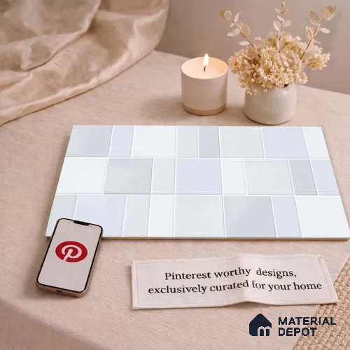 Faux Subway Wall Tile TL 11237 Frosted Mosaic 2 ft x 1 ft Ceramic Glossy Finish Tile - 9 mm | Suitable For Bathroom, Balcony & Kitchen Backsplash