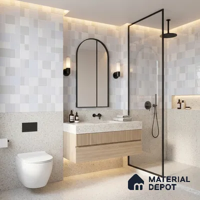 Faux Subway Wall Tile TL 11237 Frosted Mosaic 2 ft x 1 ft Ceramic Glossy Finish Tile - 9 mm | Suitable For Bathroom, Balcony & Kitchen Backsplash