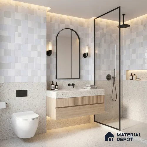 Faux Subway Wall Tile TL 11237 Frosted Mosaic 2 ft x 1 ft Ceramic Glossy Finish Tile - 9 mm | Suitable For Bathroom, Balcony & Kitchen Backsplash