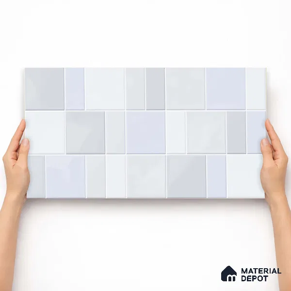 Faux Subway Wall Tile TL 11237 Frosted Mosaic 2 ft x 1 ft Ceramic Glossy Finish Tile - 9 mm | Suitable For Bathroom, Balcony & Kitchen Backsplash