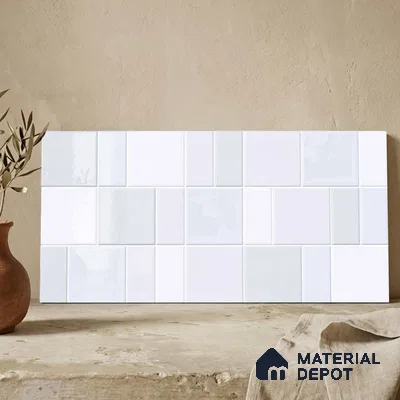 Faux Subway Wall Tile TL 11237 Frosted Mosaic 2 ft x 1 ft Ceramic Glossy Finish Tile - 9 mm | Suitable For Bathroom, Balcony & Kitchen Backsplash
