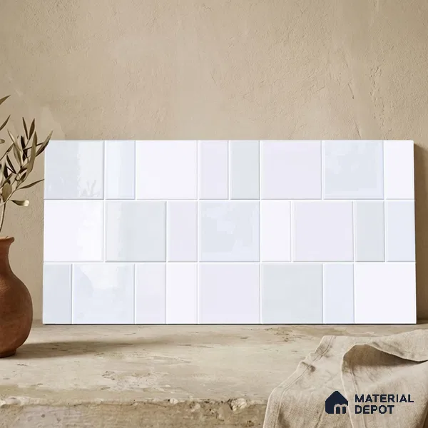 Faux Subway Wall Tile TL 11237 Frosted Mosaic 2 ft x 1 ft Ceramic Glossy Finish Tile - 9 mm | Suitable For Bathroom, Balcony & Kitchen Backsplash