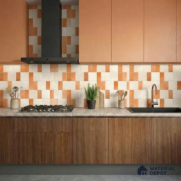 Faux Subway Wall Tile TL 11260 Terracotta Block 2 ft x 1 ft Ceramic Granulla Finish Tile - 9 mm | Suitable For Bathroom, Balcony & Kitchen Backsplash (Sample)