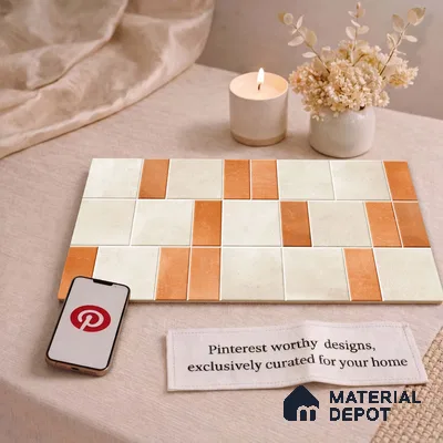 Faux Subway Wall Tile TL 11260 Terracotta Block 2 ft x 1 ft Ceramic Granulla Finish Tile - 9 mm | Suitable For Bathroom, Balcony & Kitchen Backsplash (Sample)