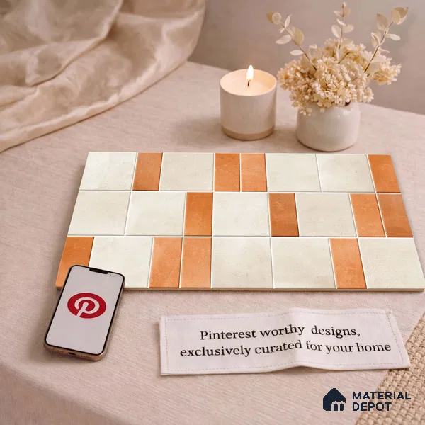 Faux Subway Wall Tile TL 11260 Terracotta Block 2 ft x 1 ft Ceramic Granulla Finish Tile - 9 mm | Suitable For Bathroom, Balcony & Kitchen Backsplash (Sample)
