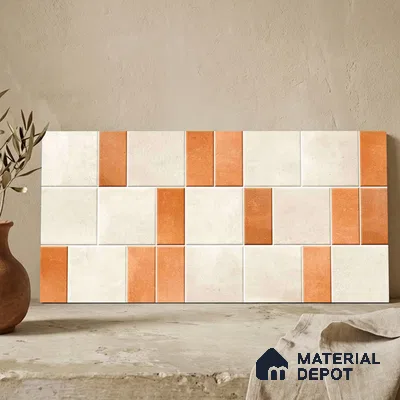 Faux Subway Wall Tile TL 11260 Terracotta Block 2 ft x 1 ft Ceramic Granulla Finish Tile - 9 mm | Suitable For Bathroom, Balcony & Kitchen Backsplash (Sample)