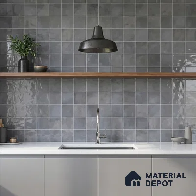 Faux Subway Wall Tile TL 11224 Shadow Mist 2 ft x 1 ft Ceramic Glossy Finish Tile - 9 mm | Suitable For Bathroom, Kitchen Backsplash