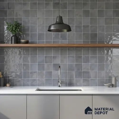 Faux Subway Wall Tile TL 11224 Shadow Mist 2 ft x 1 ft Ceramic Glossy Finish Tile - 9 mm | Suitable For Bathroom, Balcony & Kitchen Backsplash