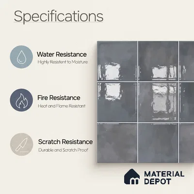 Faux Subway Wall Tile TL 11224 Shadow Mist 2 ft x 1 ft Ceramic Glossy Finish Tile - 9 mm | Suitable For Bathroom, Kitchen Backsplash