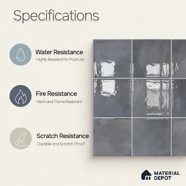 Faux Subway Wall Tile TL 11224 Shadow Mist 2 ft x 1 ft Ceramic Glossy Finish Tile - 9 mm | Suitable For Bathroom, Kitchen Backsplash