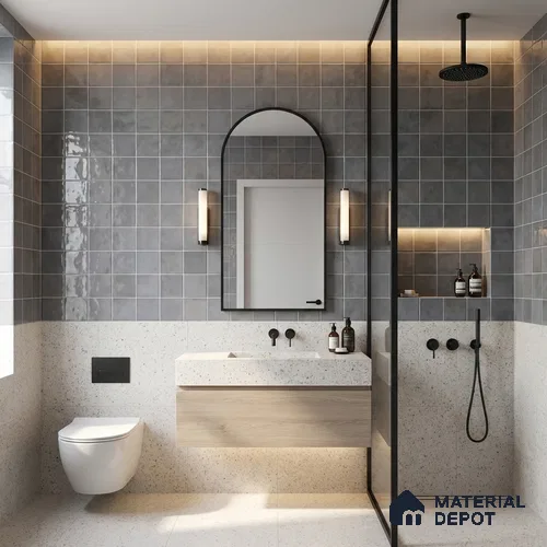 Faux Subway Wall Tile TL 11224 Shadow Mist 2 ft x 1 ft Ceramic Glossy Finish Tile - 9 mm | Suitable For Bathroom, Kitchen Backsplash