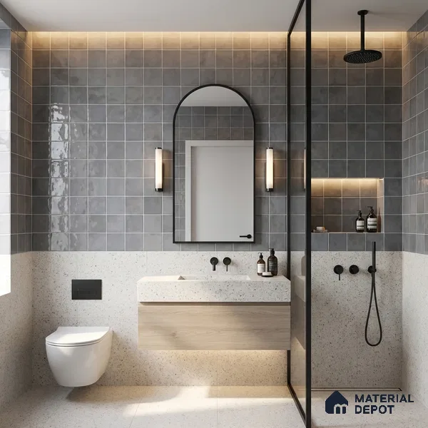 Faux Subway Wall Tile TL 11224 Shadow Mist 2 ft x 1 ft Ceramic Glossy Finish Tile - 9 mm | Suitable For Bathroom, Kitchen Backsplash