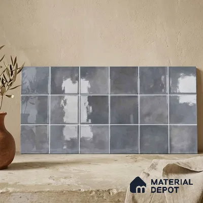 Faux Subway Wall Tile TL 11224 Shadow Mist 2 ft x 1 ft Ceramic Glossy Finish Tile - 9 mm | Suitable For Bathroom, Kitchen Backsplash