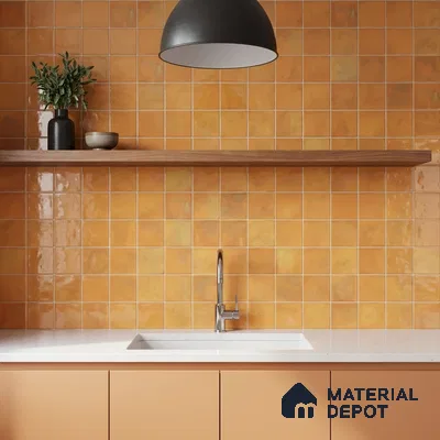 Faux Subway Wall Tile TL 11221 Amber Sienna 2 ft x 1 ft Ceramic Glossy Finish Tile - 9 mm | Suitable For Bathroom, Dining Area, Kitchen Backsplash