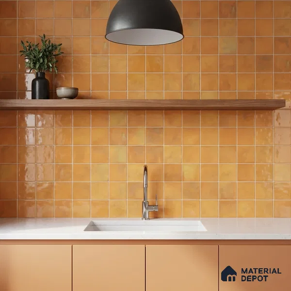 Faux Subway Wall Tile TL 11221 Amber Sienna 2 ft x 1 ft Ceramic Glossy Finish Tile - 9 mm | Suitable For Bathroom, Dining Area, Kitchen Backsplash