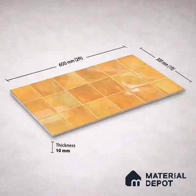 Faux Subway Wall Tile TL 11221 Amber Sienna 2 ft x 1 ft Ceramic Glossy Finish Tile - 9 mm | Suitable For Bathroom, Dining Area, Kitchen Backsplash