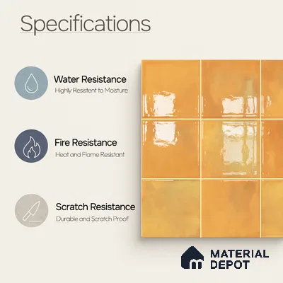 Faux Subway Wall Tile TL 11221 Amber Sienna 2 ft x 1 ft Ceramic Glossy Finish Tile - 9 mm | Suitable For Bathroom, Dining Area, Kitchen Backsplash