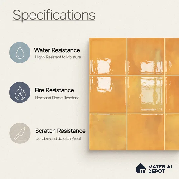 Faux Subway Wall Tile TL 11221 Amber Sienna 2 ft x 1 ft Ceramic Glossy Finish Tile - 9 mm | Suitable For Bathroom, Dining Area, Kitchen Backsplash