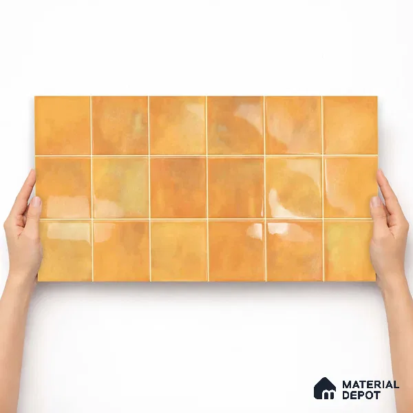 Faux Subway Wall Tile TL 11221 Amber Sienna 2 ft x 1 ft Ceramic Glossy Finish Tile - 9 mm | Suitable For Bathroom, Dining Area, Kitchen Backsplash