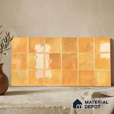 Faux Subway Wall Tile TL 11221 Amber Sienna 2 ft x 1 ft Ceramic Glossy Finish Tile - 9 mm | Suitable For Bathroom, Dining Area, Kitchen Backsplash