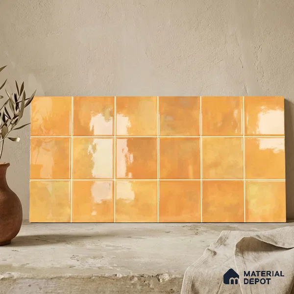 Faux Subway Wall Tile TL 11221 Amber Sienna 2 ft x 1 ft Ceramic Glossy Finish Tile - 9 mm | Suitable For Bathroom, Dining Area, Kitchen Backsplash