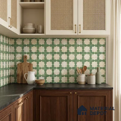 Patterned Wall Tile TL 11268 Sage Star 2 ft x 1 ft Ceramic Granulla Finish Tile - 9 mm | Suitable For Bathroom, Balcony & Kitchen Backsplash