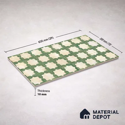 Patterned Wall Tile TL 11268 Sage Star 2 ft x 1 ft Ceramic Granulla Finish Tile - 9 mm | Suitable For Bathroom, Balcony & Kitchen Backsplash