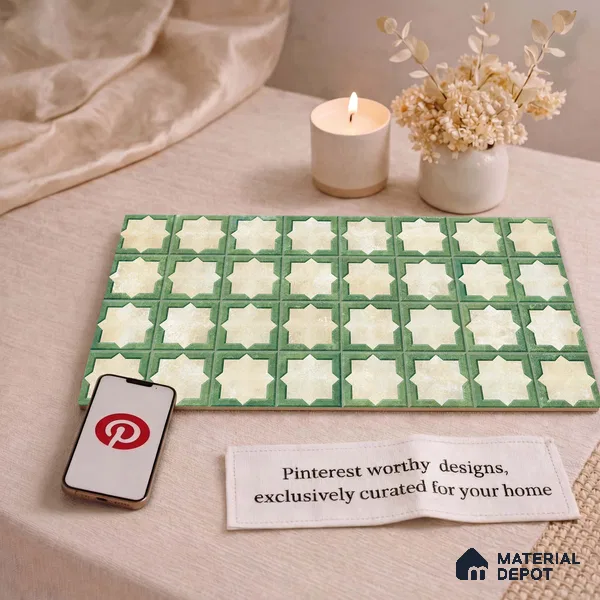 Patterned Wall Tile TL 11268 Sage Star 2 ft x 1 ft Ceramic Granulla Finish Tile - 9 mm | Suitable For Bathroom, Balcony & Kitchen Backsplash