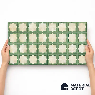 Patterned Wall Tile TL 11268 Sage Star 2 ft x 1 ft Ceramic Granulla Finish Tile - 9 mm | Suitable For Bathroom, Balcony & Kitchen Backsplash