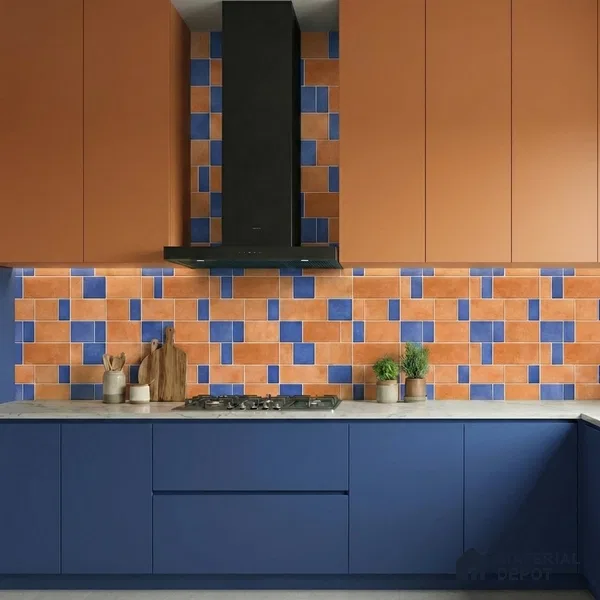 Faux Subway Wall Tile TL 11264 Terracotta Indigo 2 ft x 1 ft Ceramic Granulla Finish Tile - 9 mm | Suitable For Bathroom, Basin Area, Kitchen Backsplash