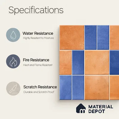 Faux Subway Wall Tile TL 11264 Terracotta Indigo 2 ft x 1 ft Ceramic Granulla Finish Tile - 9 mm | Suitable For Bathroom, Basin Area, Kitchen Backsplash