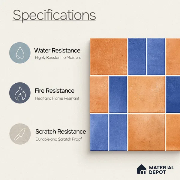 Faux Subway Wall Tile TL 11264 Terracotta Indigo 2 ft x 1 ft Ceramic Granulla Finish Tile - 9 mm | Suitable For Bathroom, Basin Area, Kitchen Backsplash