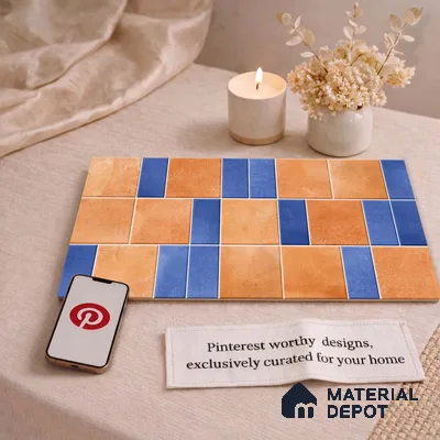 Faux Subway Wall Tile TL 11264 Terracotta Indigo 2 ft x 1 ft Ceramic Granulla Finish Tile - 9 mm | Suitable For Bathroom, Basin Area, Kitchen Backsplash