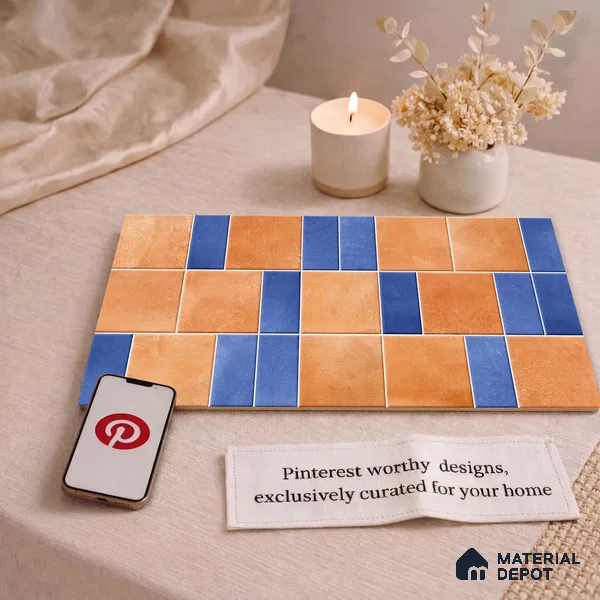 Faux Subway Wall Tile TL 11264 Terracotta Indigo 2 ft x 1 ft Ceramic Granulla Finish Tile - 9 mm | Suitable For Bathroom, Basin Area, Kitchen Backsplash