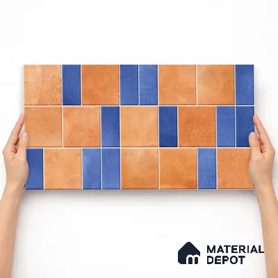 Faux Subway Wall Tile TL 11264 Terracotta Indigo 2 ft x 1 ft Ceramic Granulla Finish Tile - 9 mm | Suitable For Bathroom, Basin Area, Kitchen Backsplash