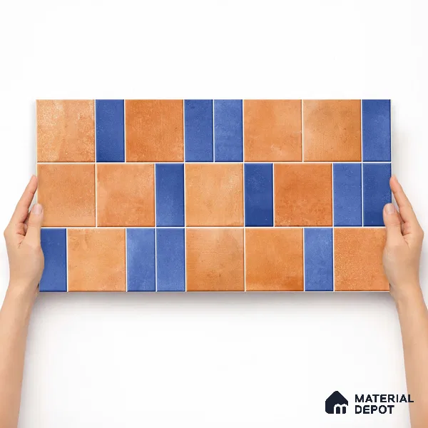 Faux Subway Wall Tile TL 11264 Terracotta Indigo 2 ft x 1 ft Ceramic Granulla Finish Tile - 9 mm | Suitable For Bathroom, Basin Area, Kitchen Backsplash
