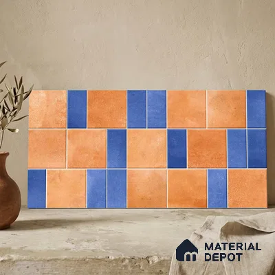 Faux Subway Wall Tile TL 11264 Terracotta Indigo 2 ft x 1 ft Ceramic Granulla Finish Tile - 9 mm | Suitable For Bathroom, Basin Area, Kitchen Backsplash