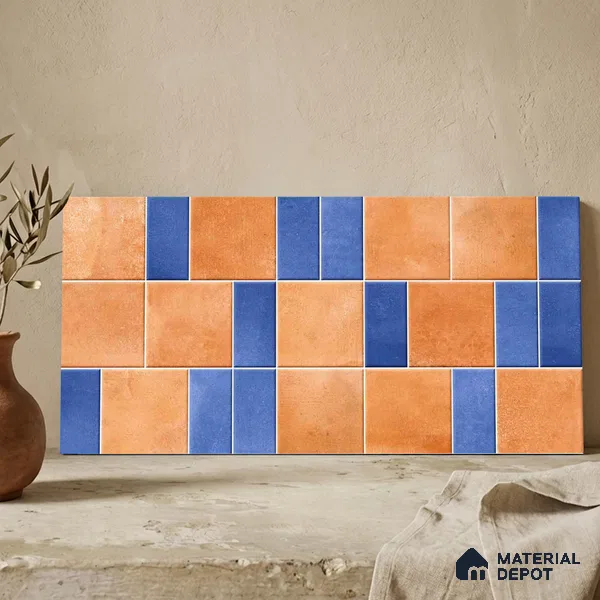 Faux Subway Wall Tile TL 11264 Terracotta Indigo 2 ft x 1 ft Ceramic Granulla Finish Tile - 9 mm | Suitable For Bathroom, Basin Area, Kitchen Backsplash
