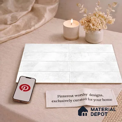 Faux Subway Wall Tile TL 11229 Frosted Cloud 2 ft x 1 ft Ceramic Glossy Finish Tile - 9 mm | Suitable For Bathroom, Dining Area, Kitchen Backsplash