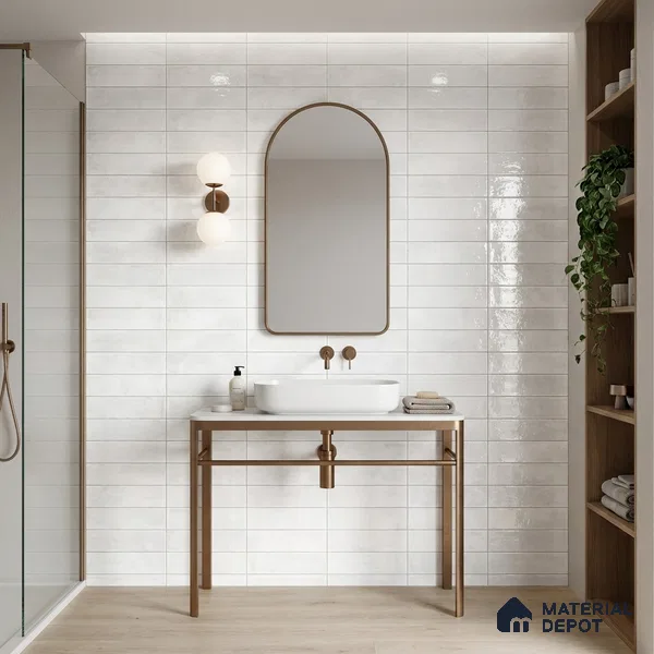 Faux Subway Wall Tile TL 11229 Frosted Cloud 2 ft x 1 ft Ceramic Glossy Finish Tile - 9 mm | Suitable For Bathroom, Dining Area, Kitchen Backsplash