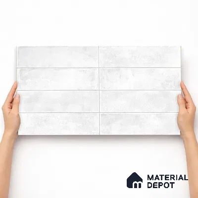 Faux Subway Wall Tile TL 11229 Frosted Cloud 2 ft x 1 ft Ceramic Glossy Finish Tile - 9 mm | Suitable For Bathroom, Dining Area, Kitchen Backsplash