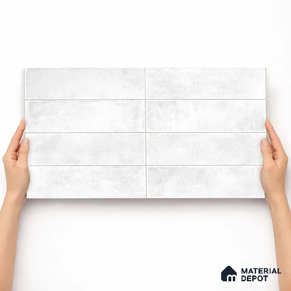 Faux Subway Wall Tile TL 11229 Frosted Cloud 2 ft x 1 ft Ceramic Glossy Finish Tile - 9 mm | Suitable For Bathroom, Dining Area, Kitchen Backsplash