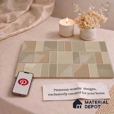 Faux Subway Wall Tile TL 11241 Sand Mosaic 2 ft x 1 ft Ceramic Glossy Finish Tile - 9 mm | Suitable For Bathroom, Basin Area, Kitchen Backsplash