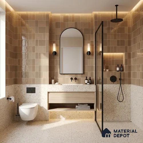 Faux Subway Wall Tile TL 11241 Sand Mosaic 2 ft x 1 ft Ceramic Glossy Finish Tile - 9 mm | Suitable For Bathroom, Basin Area, Kitchen Backsplash