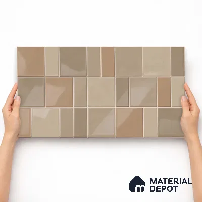 Faux Subway Wall Tile TL 11241 Sand Mosaic 2 ft x 1 ft Ceramic Glossy Finish Tile - 9 mm | Suitable For Bathroom, Basin Area, Kitchen Backsplash