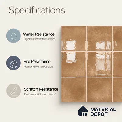 Faux Subway Wall Tile TL 11257 Tuscan Ember 2 ft x 1 ft Ceramic Glossy Finish Tile - 9 mm | Suitable For Bathroom, Balcony & Kitchen Backsplash