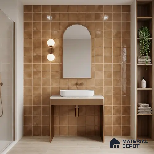 Faux Subway Wall Tile TL 11257 Tuscan Ember 2 ft x 1 ft Ceramic Glossy Finish Tile - 9 mm | Suitable For Bathroom, Balcony & Kitchen Backsplash