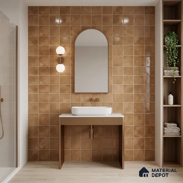 Faux Subway Wall Tile TL 11257 Tuscan Ember 2 ft x 1 ft Ceramic Glossy Finish Tile - 9 mm | Suitable For Bathroom, Balcony & Kitchen Backsplash